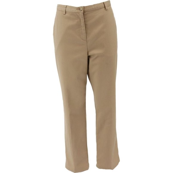NWT LANDS' END 7 DAY DISCREET BACK ELASTIC WAIST PANTS KHAKI 8 - Picture 1 of 9